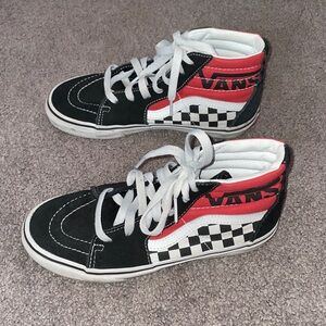 Vans Black and Red Checkered Juniors High-Tops